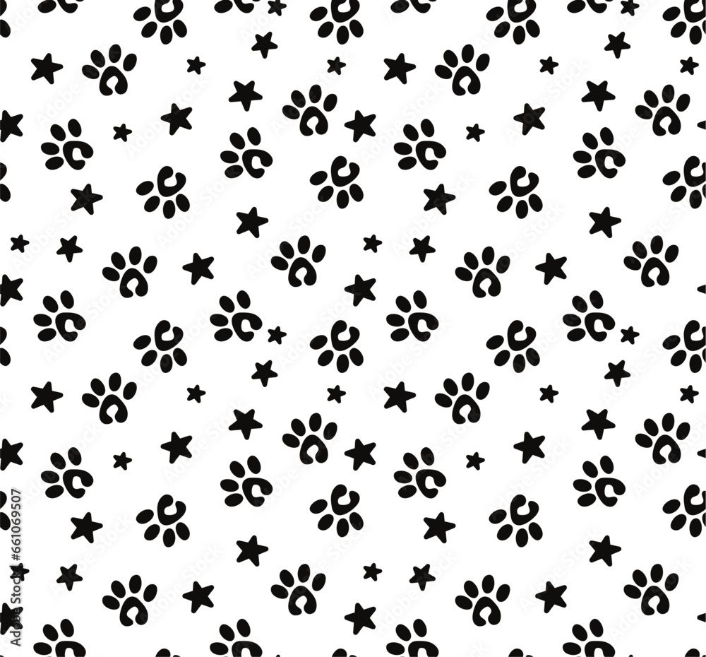 paw prints background with stars