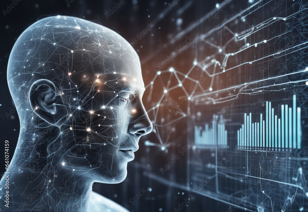 Obraz premium head with binary code. Generative AI