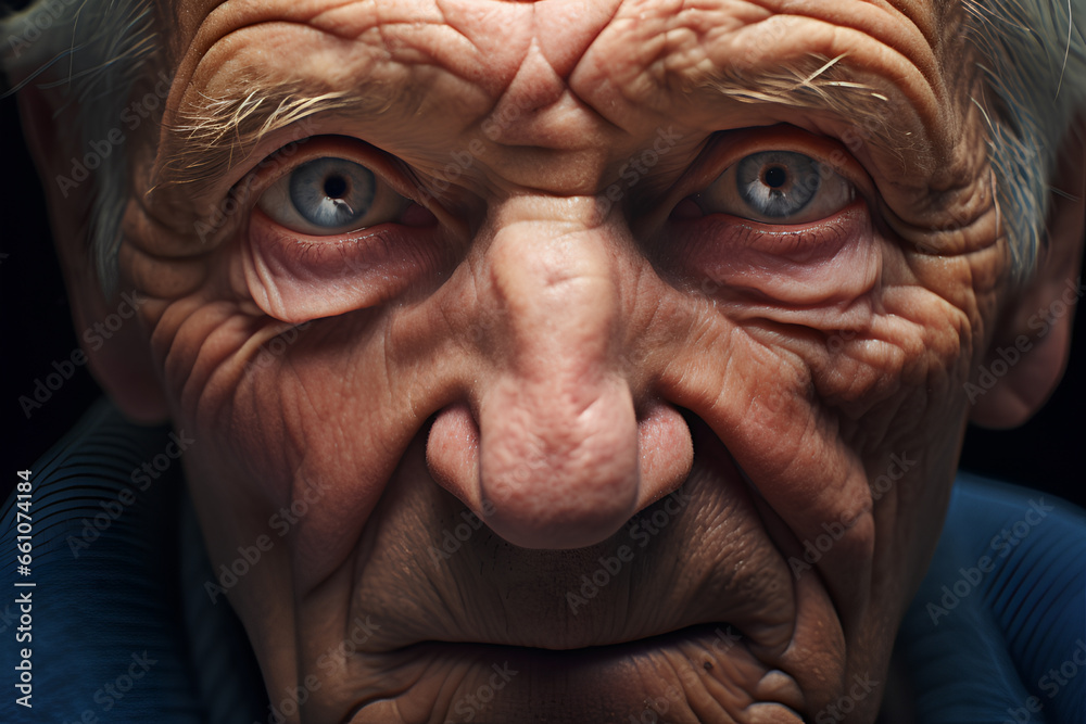 A powerful portrait of an elderly person, capturing the wrinkles, Generative AI A powerful portrait of an elderly person, capturing the wrinkles, Generative AI