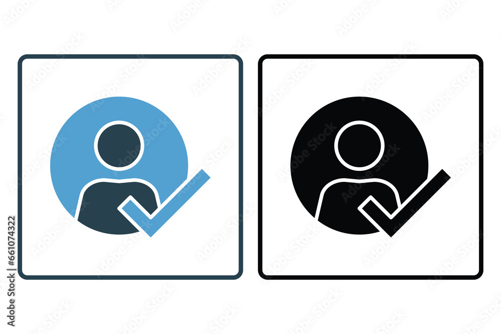 Approval identity Icon. Icon related to Identity. Suitable for web site design, app, UI, user interfaces. Solid icon style. Simple vector design editable Approval identity Icon. Icon related to Identity. Suitable for web site design, app, UI, user interfaces. Solid icon style. Simple vector design editable
