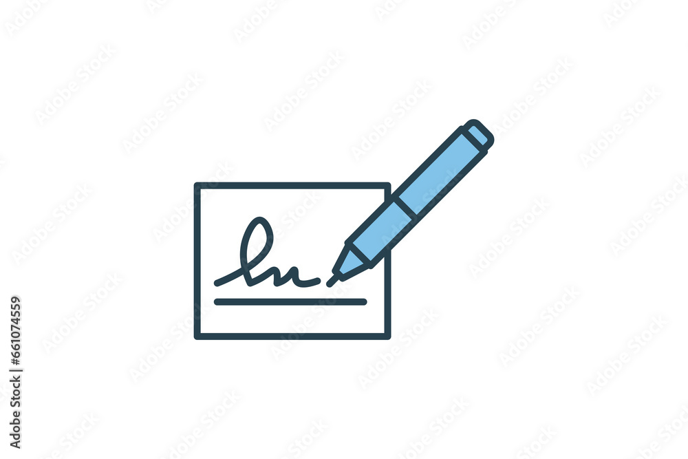 Signature Icon. Icon related to Identity. Suitable for web site design, app, UI, user interfaces. Flat line icon style. Simple vector design editable Signature Icon. Icon related to Identity. Suitable for web site design, app, UI, user interfaces. Flat line icon style. Simple vector design editable
