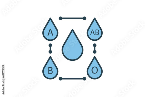 Blood Type Icon. Icon related to Identity. Suitable for web site design, app, UI, user interfaces. Flat line icon style. Simple vector design editable