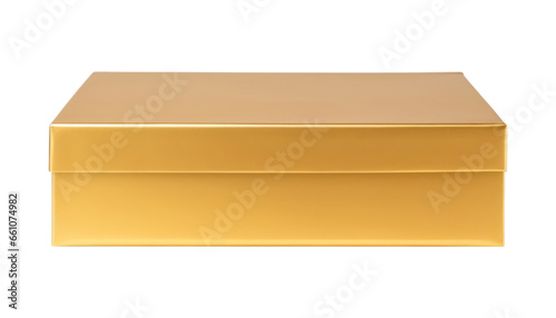 empty gold box isolated on transparent background cutout