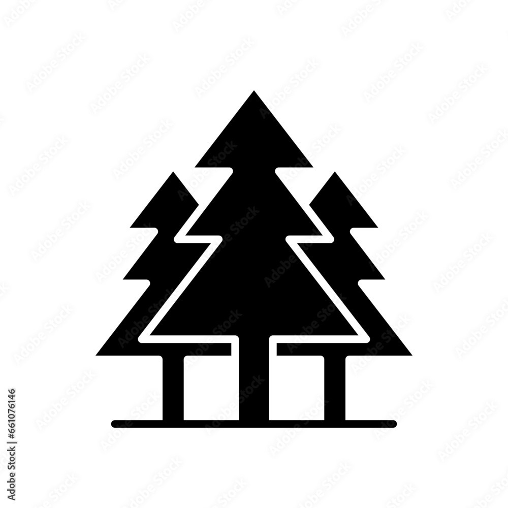 Pine tree icon. Simple solid style. Three trees, fir, evergreen, forest concept. Silhouette, glyph symbol. Vector illustration isolated. Pine tree icon. Simple solid style. Three trees, fir, evergreen, forest concept. Silhouette, glyph symbol. Vector illustration isolated.