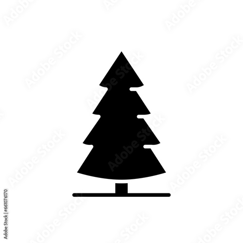 Pine tree icon. Simple solid style. Spruce, fir, evergreen, timber, cedar, forest concept. Silhouette, glyph symbol. Vector illustration isolated.