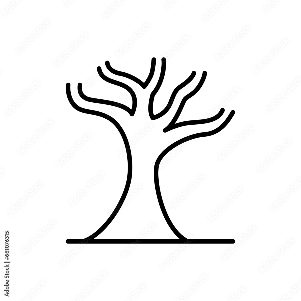 Dead tree icon. Simple outline style. Dry tree, leafless, trunk, old wood, nature concept. Thin line symbol. Vector illustration isolated. Dead tree icon. Simple outline style. Dry tree, leafless, trunk, old wood, nature concept. Thin line symbol. Vector illustration isolated.