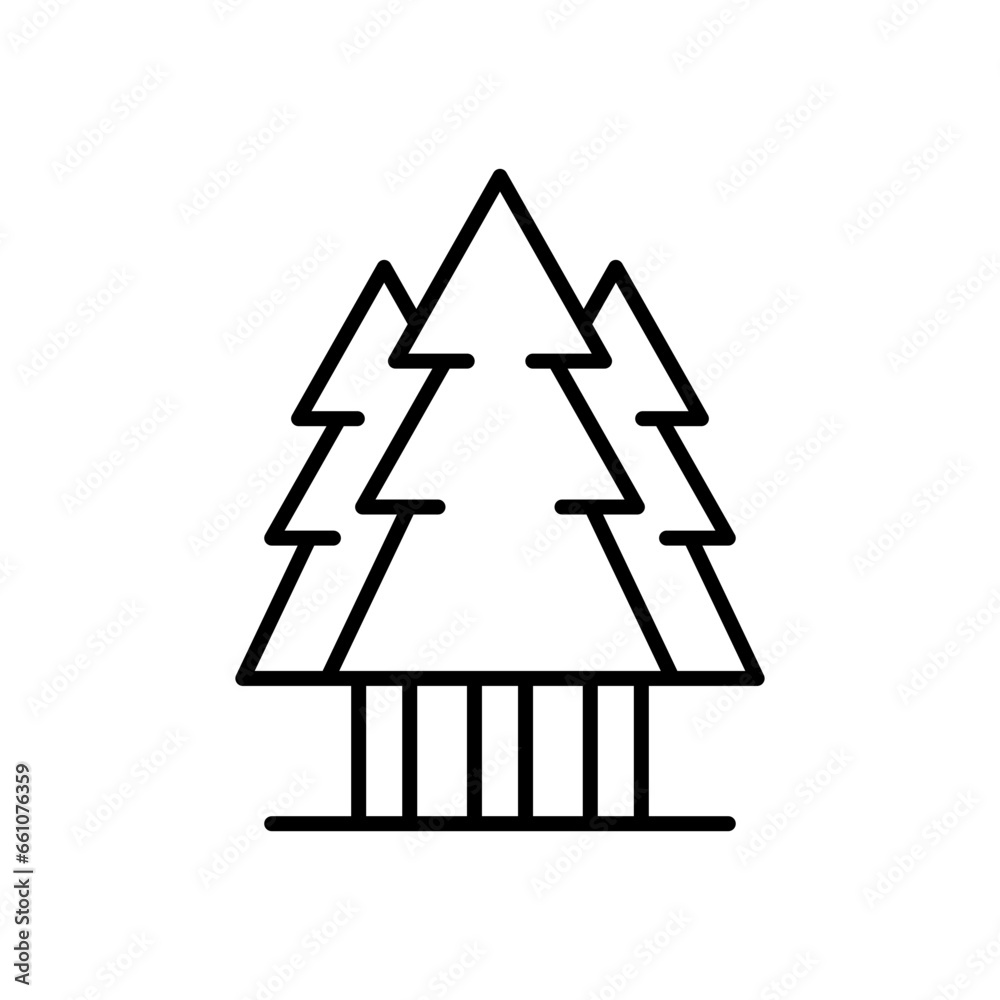 Pine tree icon. Simple outline style. Three trees, fir, evergreen, forest concept. Thin line symbol. Vector illustration isolated. Pine tree icon. Simple outline style. Three trees, fir, evergreen, forest concept. Thin line symbol. Vector illustration isolated.
