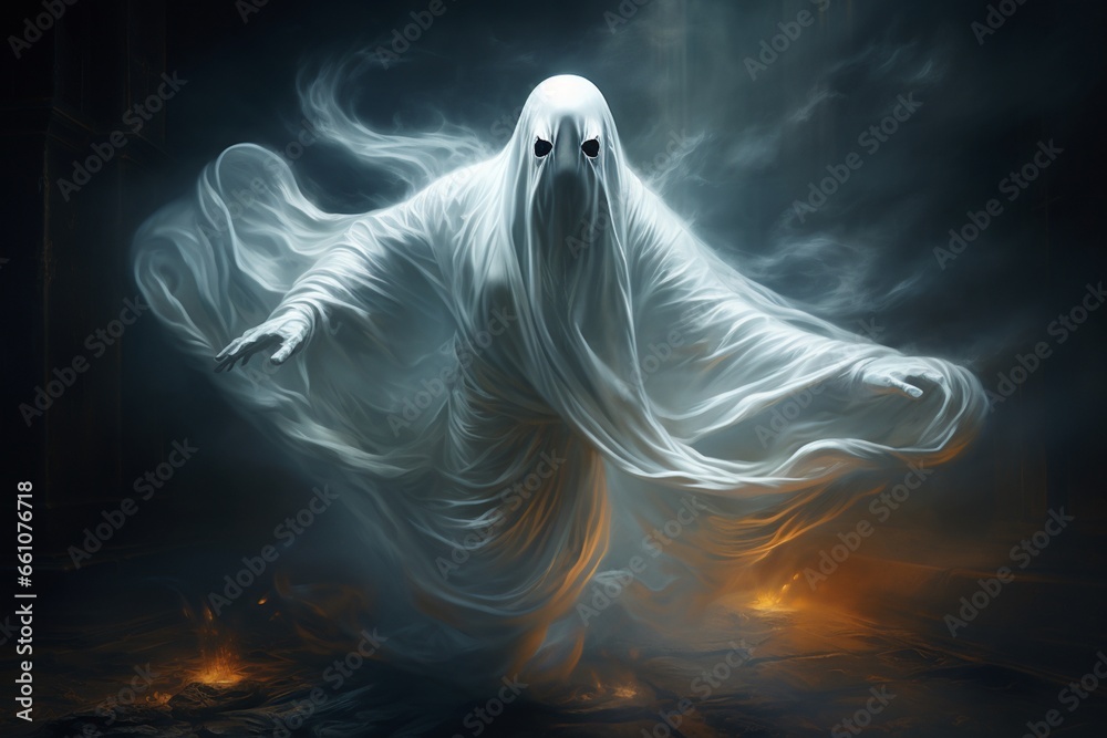 Naklejka premium A Halloween Ghost, Created with Generative AI