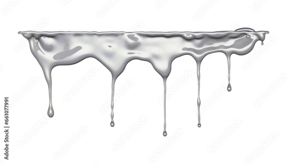 silver dripping isolated on transparent background cutout