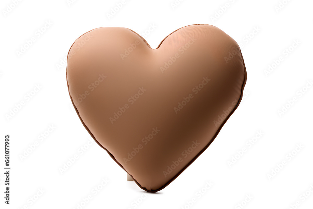Brown heart shaped pillow white background Brown heart shaped pillow white background
