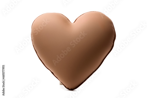 Brown  heart shaped pillow white background