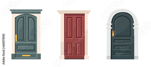 Set of entrance Doors. Gates for design and decoration.