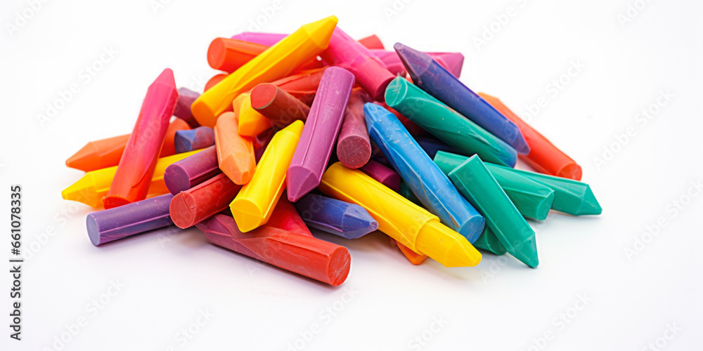 Set Of Colored Wax Crayons On A White Background For Websites And Presentations Created Using Artificial Intellect Set Of Colored Wax Crayons On A White Background For Websites And Presentations Created Using Artificial Intellect