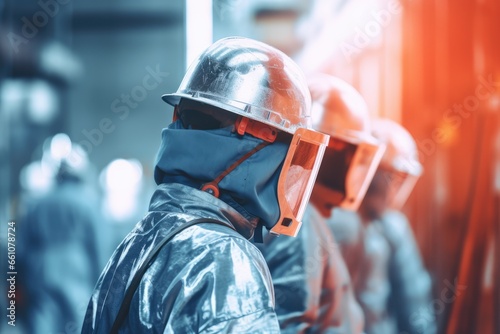 Steel industry workers in protective gear - Strength of industry - AI Generated