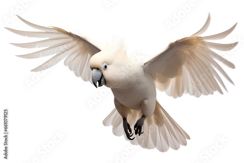 Cockatoo flying by Craig Manners Isolated on a white background, Generative AI photo