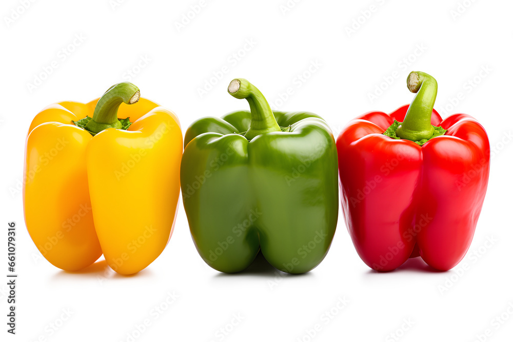 Colored bell peppers on a Transparent background, Generative AI Colored bell peppers on a Transparent background, Generative AI