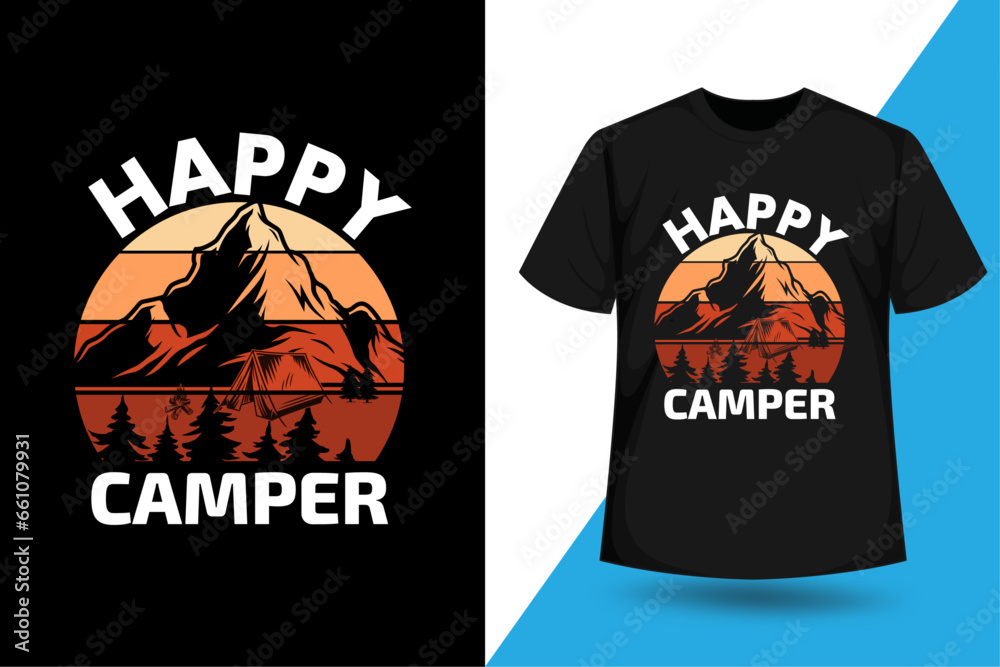 Happy Camper T shirt Design Vector Happy Camper T shirt Design Vector