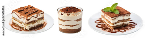 Very tasty tiramisu, dessert, different versions, isolated