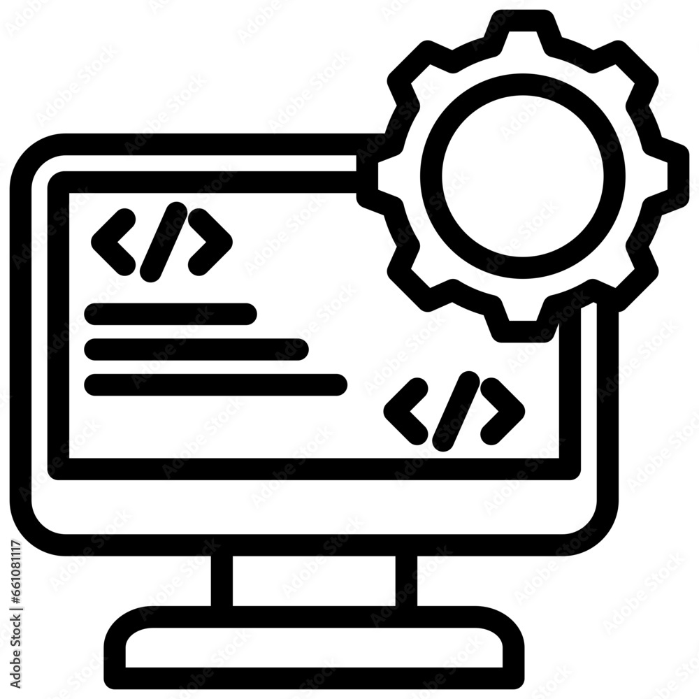 Computer Programming Outline Icon Computer Programming Outline Icon