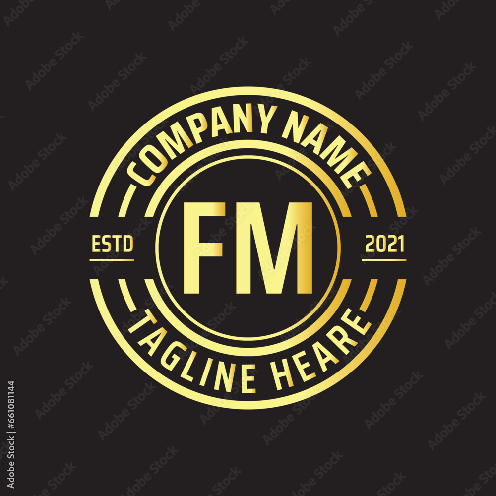Professional simple Letter FM Circle Luxury Gold Color Vector Logo Template Professional simple Letter FM Circle Luxury Gold Color Vector Logo Template