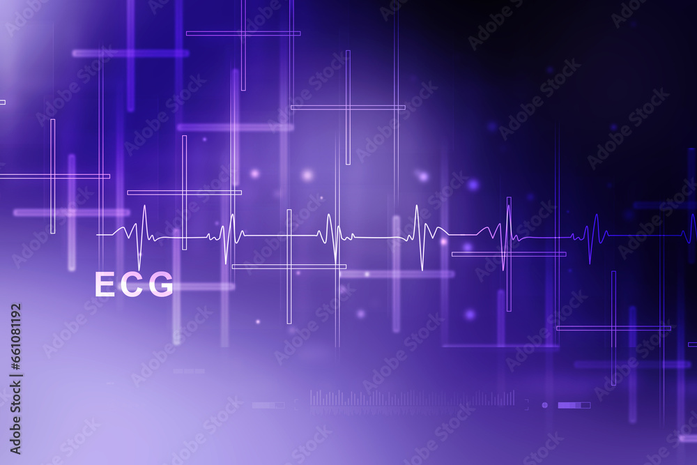 2D illustration Heart cardiogram background