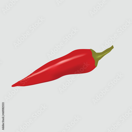 Realistic red chilli pepper icon isolated on transparent background. Design template of food closeup in vector.