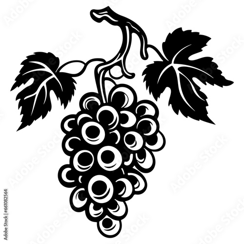 Grapevine Silhouette, Sketchy Hand Drawn Brushed Wine Grapes Elements - Brushes Included