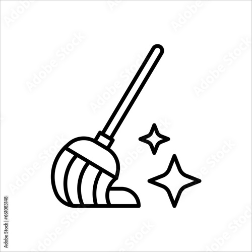 Cleaning, mop icon. Floor mop icons. Mop And Bucket symbol on white background