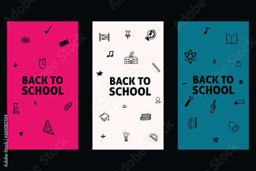 Back to school social media post template design. For web ads, postcard, card, business messages, discount flyers and big sale banners