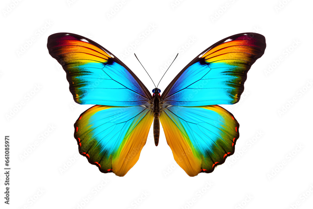Obraz premium Multicolored butterfly isolated on a transparent background, Generative AI