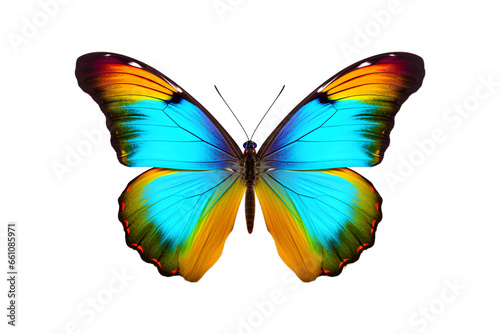 Multicolored butterfly isolated on a transparent background, Generative AI