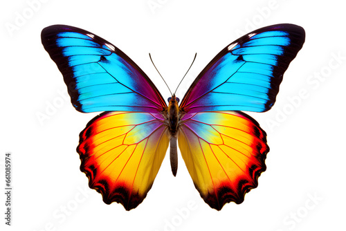 Multicolored butterfly isolated on a transparent background, Generative AI © MONWARA