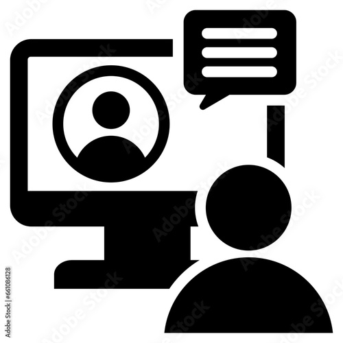 Online Interview Glyph Icon