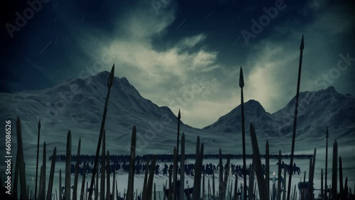 Armies of Medieval Warriors in Battlefield Ready for War