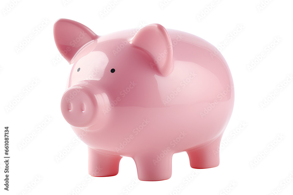 Pink pig figurine isolated on a transparent background, Generative AI