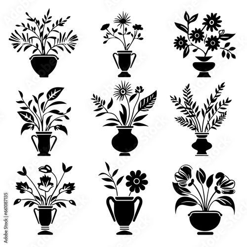 floral basket silhouette, silhouette vase, silhouette flower, silhouette basket, 