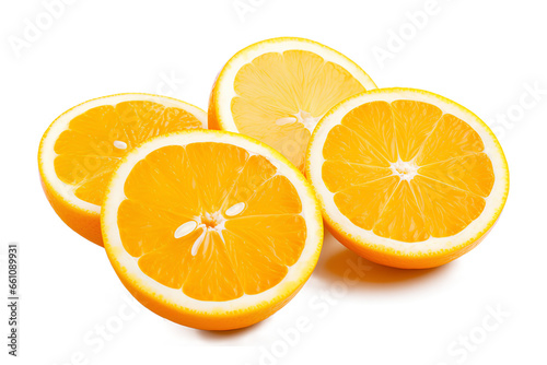 Sliced orange fruits isolated on a transparent background, Generative AI