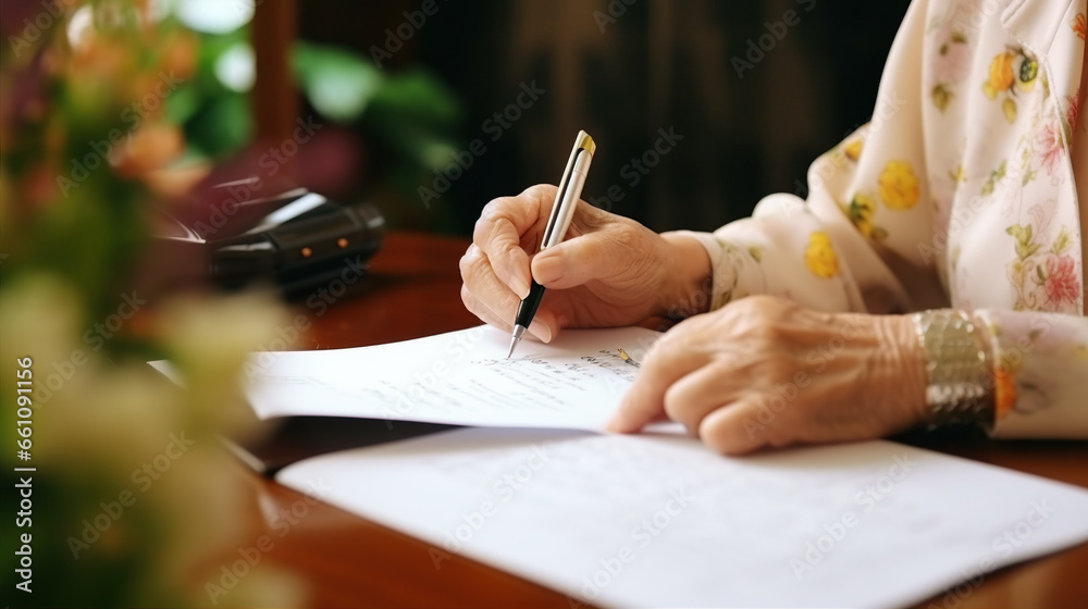 Letter Writing: An elderly person and a caregiver engage in letter ...