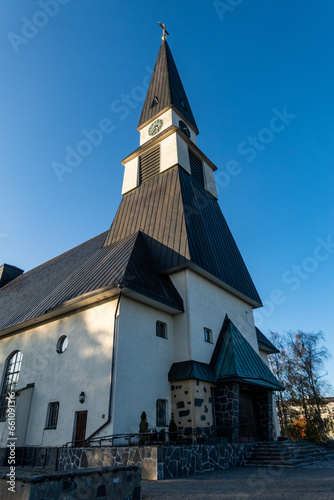 Rovaniemi, Finland  The Rovaniemi Church built in 1950 and designed by architect Bertel Liljequist. photo