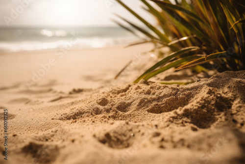 Imagen con desenfoque de la playa estilo macro de la arena en la orilla del mar. photo
