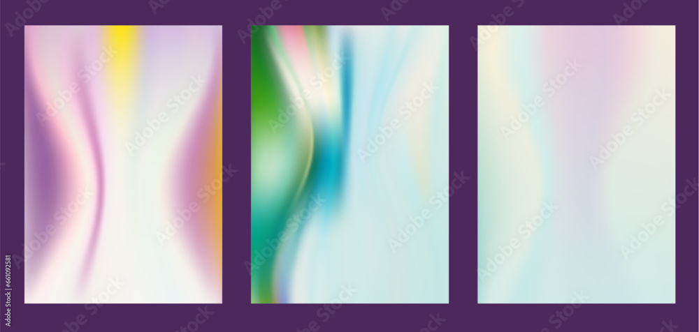 A set of abstract gradient backgrounds in pastel colors.