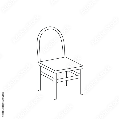 chair cartoon vector illustration black and white isolated on white background.