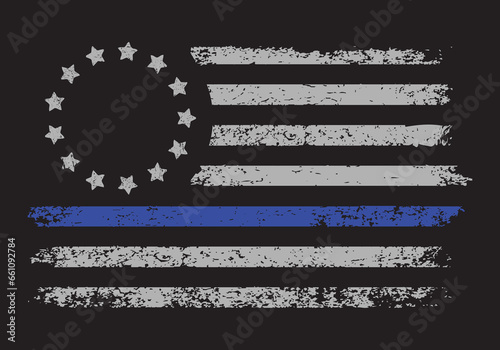 Thin Blue Line Betsy Ross Flag Design photo