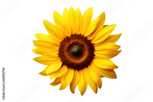 Yellow and brown sunflower isolated on a transparent background, Generative AI