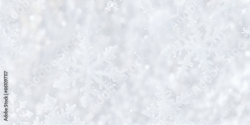 Frost pattern background. Frozen texture in winter (ice crystals) with snowflakes. Snowy sparkle Christmas background