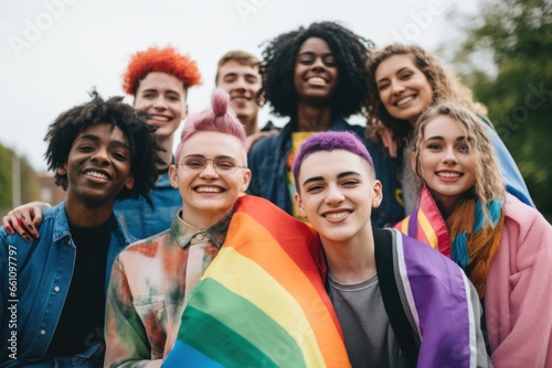 Diverse group of LGBT LGBTQ people smile happy face