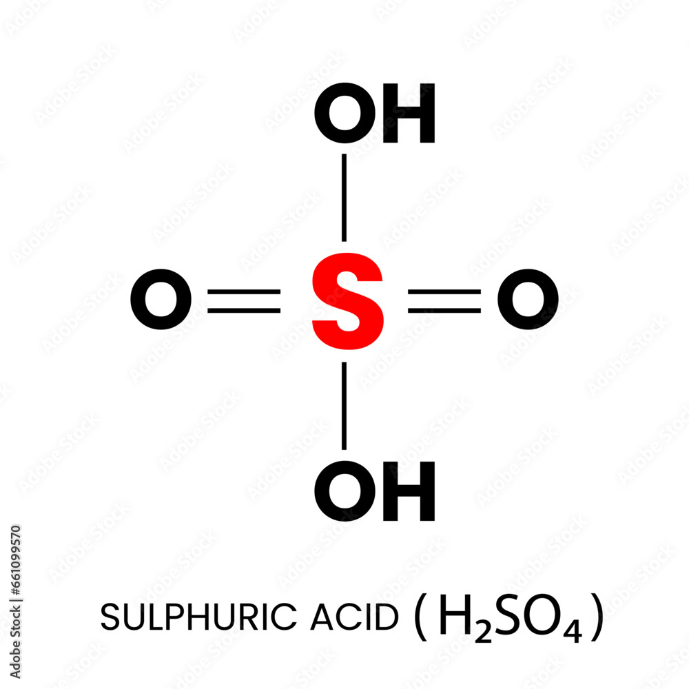 Sulphuric acid chemical formula structure icon symbol design vector Sulphuric acid chemical formula structure icon symbol design vector