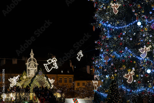 Old Town Square at Christmas time, Prague, Czech Republic photo