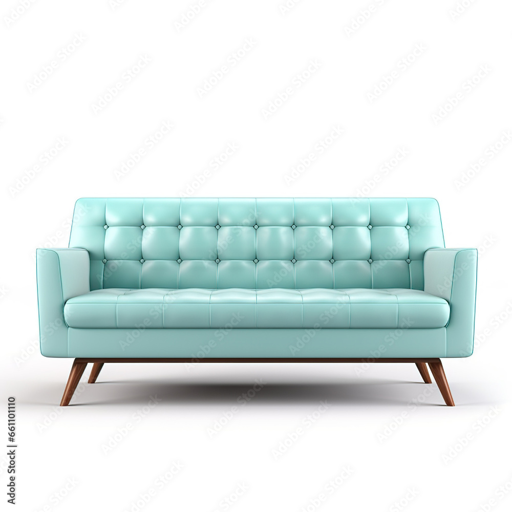 Fototapeta premium Classic green sofa isolated on white background.