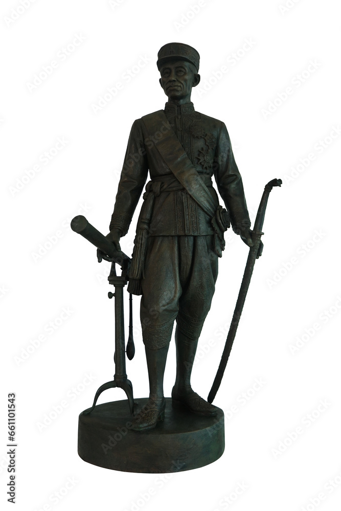statue of King Mongkut Rama IV of Thailand isolated on white background ...